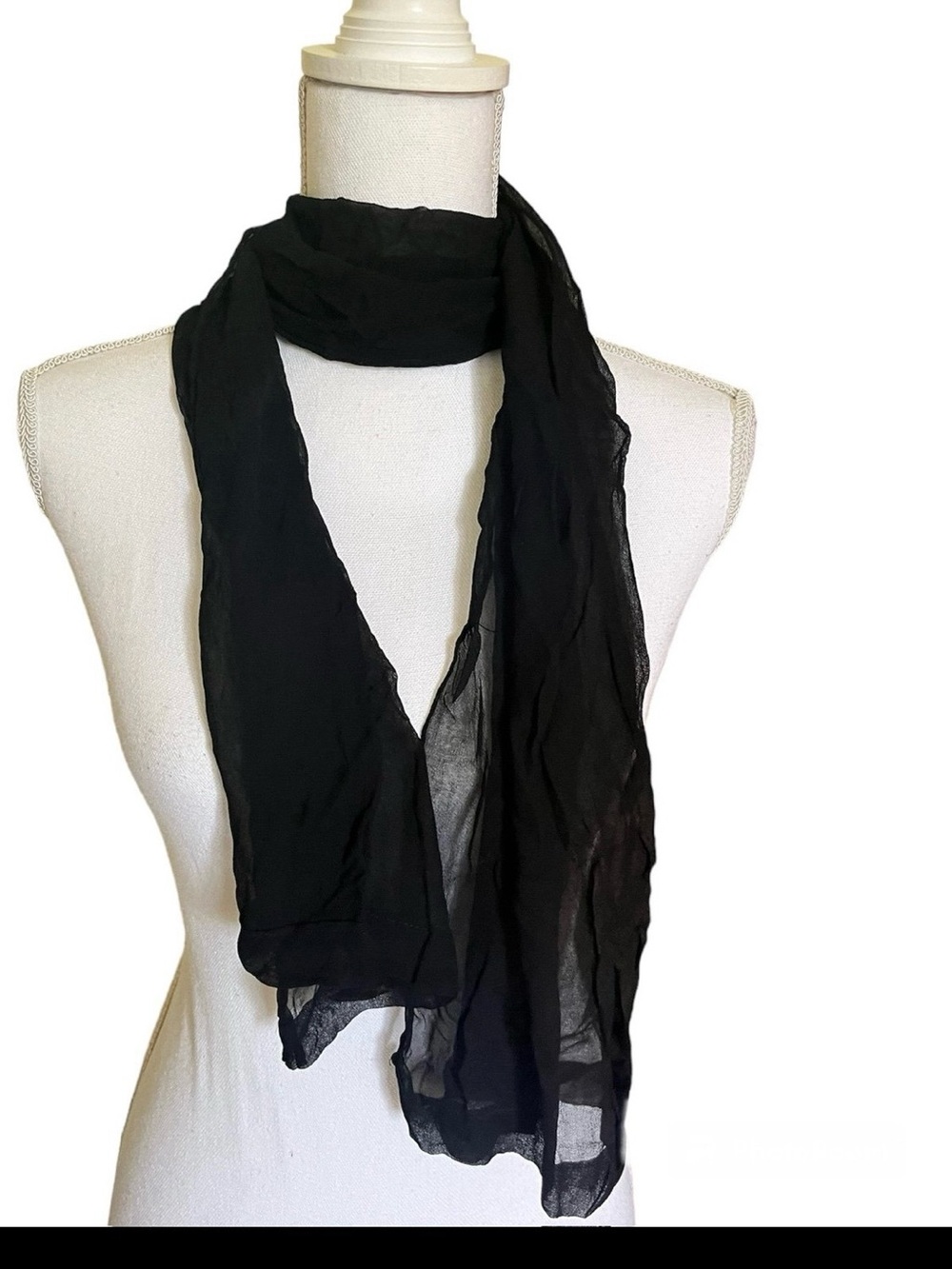Vintage Japanese Sheer Black Scarf - Picture 5 of 9